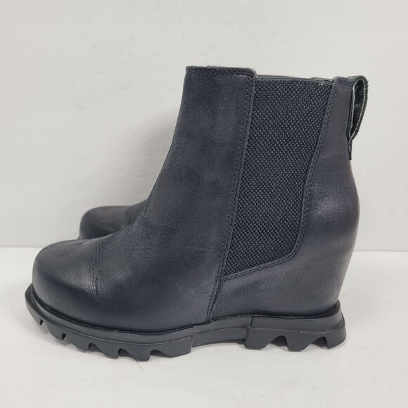 Sorel Women's Black Joan Of Arctic Wedge III Chelsea Boots NL4355-010 US Size 5 - Picture 2 of 10